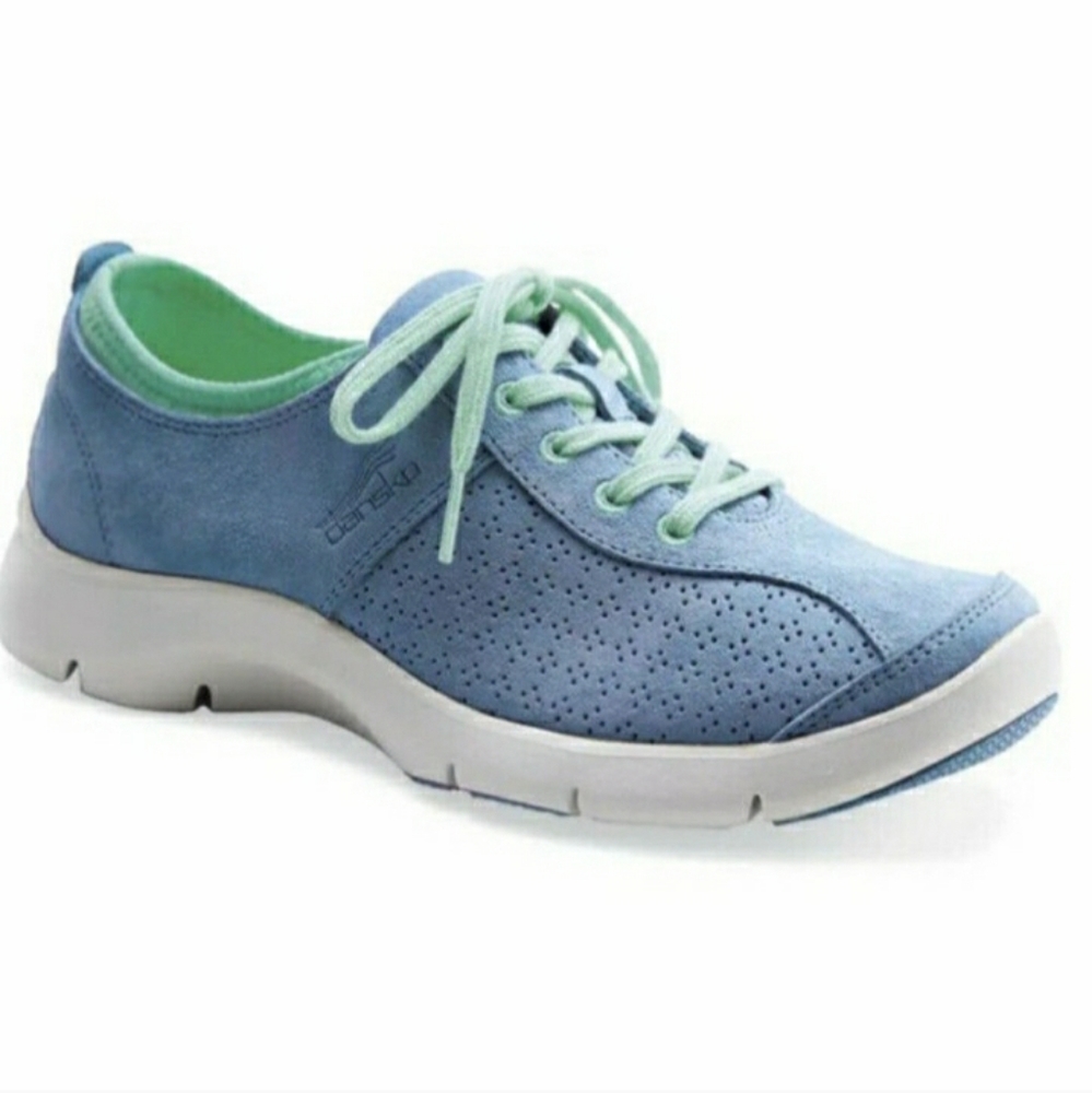 Dansko Elise Sedona Collection Blue Suede Lace-Up Sneaker Like New 38 EU Size 8